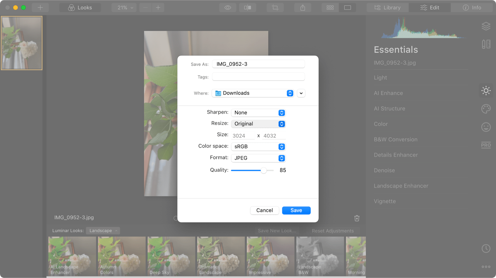 resize photos for use with email on a mac
